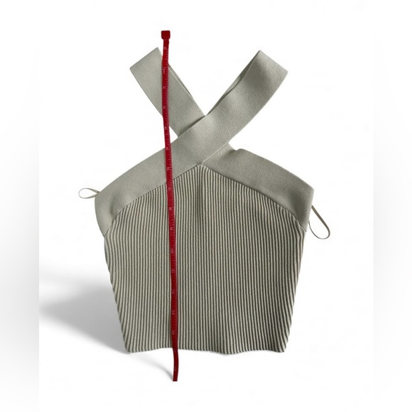 Aritzia Babaton Sculpt Knit Criss Cross Cropped Tank size 2XSmall Matte Pearl - Picture 5 of 8